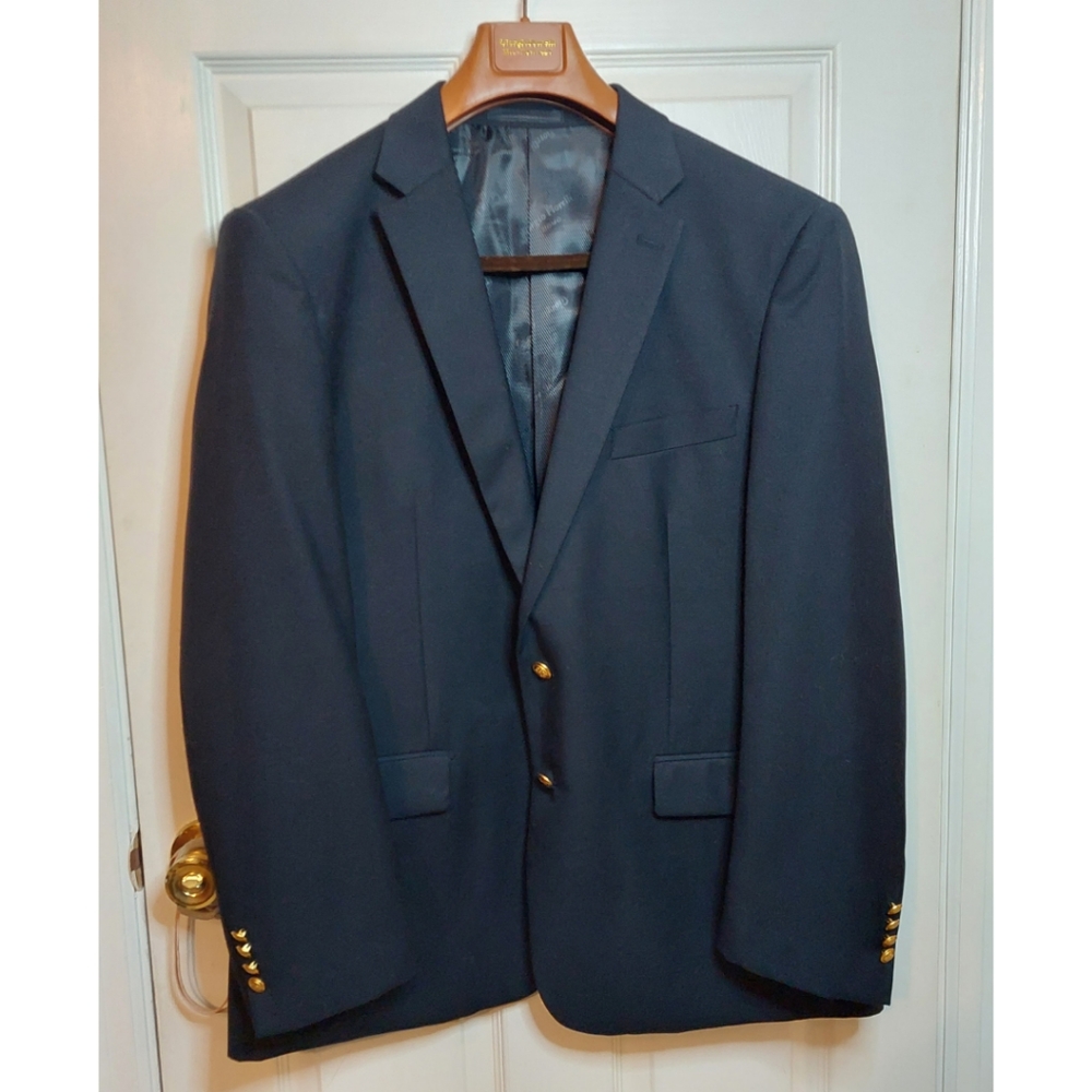 Giorgio Fiorelli Navy Blue Super Fine Sports Coat 2 Button Jacket Size 46 R